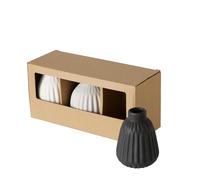 BOLTZE Esko 2050587 Lot de 3 vases Ronds en Porcelaine, Gris, Noir, Blanc, Mat, Hauteur 11 cm, diamètre 8 cm, Fait Main, étanche, Design Minimaliste, Vase à Fleurs, décoration