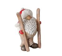 BOLTZE-Figurine décorative Père Noël ski Roland coloris marron en résine - 12 x 9 x 16 cm