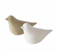 BOLTZE-Figurine oiseau en poterie beige et blanc Tori - 11,5 x 4,5 x 7 cm