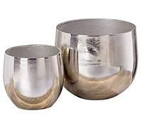 Boltze Flaire 3833500 Pot de Fleurs 2 pièces Ø 14 cm 19 cm Pots de Fleurs en métal et Aluminium Design Classique pour Plantes d'intérieur, Argenté
