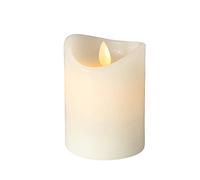 Boltze Home Collection LED-Kerze Bino H10cm D7,5cm Creme Wachs 1 LED, 2xAA Nicht enthalten 6h Timer/Swing Flame Funktion