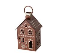 BOLTZE-Lanterne forme grande maison en métal marron Ginger - 13 x 10,5 x 26 cm