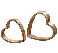 Boltze Lot de 2 cœurs décoratifs en Bois de manguier Marron 28 cm
