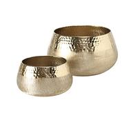 Boltze Lukeria 1016246 Lot de 2 photophores en métal, Couleur Or, Surface Mate + Brillante, décoration Ø 13 cm + 20 cm