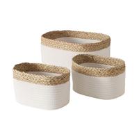 BOLTZE-Panier en coton et osier naturel Loana taille L - 31 x 24 x 14 cm