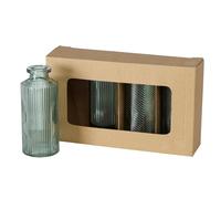 Boltze Panja 2005929 Vase en Verre laqué 4 pièces Vert 6 x 6 x 13,8 cm