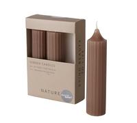 Boltze Riffly 2053025 Lot de 3 bougies à tige en cire, design moderne, surface striée, taupe, 15 cm, décoration