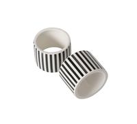 BOLTZE Soho 2049573 Ronds de Serviette (2 pièces, Couleur Noir/Blanc, en céramique, L x l x H : 5 x 5 x 3,8 cm, Rond, rayé, Passe au Lave-Vaisselle, Porte-Serviettes, Accessoires de Table)