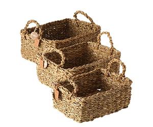 Boltze Sophy 2946000 Lot de 3 paniers de rangement en herbe de mer Couleurs naturelles, Beige