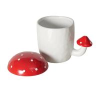 BOLTZE-Tasse jumbo blanche en céramique avec champignons Funghi - diamètre 9,5 x 13 cm