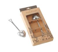 BOLTZE Teatime 2053017 Infuseur à thé (2 pièces, couleur argent, en métal, L x l x H : 4 x 2,2 x 14,3 cm, en forme de cœur, passe au lave-vaisselle, pour thé en vrac, filtre à thé)