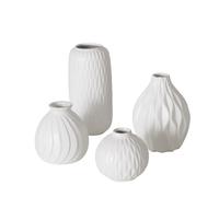 Boltze Zalina 2038306 Vase Blanc Mat en Porcelaine 4 pièces