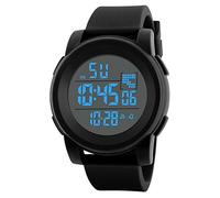 BOLU Turquie Montre électronique pour Homme, Plein Écran Digital 30 Metres étanche Multifonctionnel Montre LED avec Double Time d'alarme Chrono EL Lumière pour Les Adultes et Les étudiants, Noir