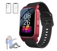 BoluDukNN Alarme Anti-Chute pour Personnes âgées, Traceur GPS pour Personnes âgées Atteintes De Démence, Détection De Chute Et Appel d'urgence, Appel Vidéo HD 4g, étanchéité Ip67, Multilingue Red