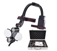 BoluDukNN Lampe Frontale Dentaire, Lampe Frontale Chirurgicale à LED 5 W avec Bandeau, Loupes Dentaires Montées sur La Tête 2,5X/3,5X, Luminosité Et Tour De Tête Réglables 3.5X