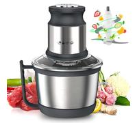 BoluDukNN Robot Culinaire 800w, Hachoir à Viande électrique Domestique 3l, 2 Vitesses Réglables Rapide/Lent, Bol en Acier Inoxydable avec Poignée