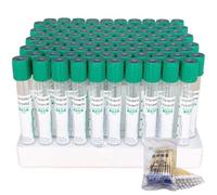 BoluDukNN Tubes De Prélèvement Sanguin sous Vide, 100 Tubes Sanguins sous Vide en Verre, avec Bouchon à Vis, Tubes à Centrifuger en Verre à Pression Négative Heparinsodiumtube-3ml