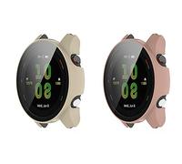 BoLuo 2 Pcs Coque Protecteur Case pour Garmin Forerunner 255s Case, PC Film Trempé Silicone étui Housse Cover Transport, Étui Housse Antichoc Etui pour Garmin Forerunner 255s Watch (Rose Beige)