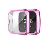 BoLuo 2 Pcs Screen Protecter Coque Protecteur Compatible avec Fitbit Versa Lite ,Silicone étui Housse Cover Transport,Étui Housse Ultra Mince Portable Antichoc Etui pour Fitbit Versa Lite Watch (Rose)