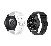 BoLuo 20mm Band Silicone Bracelet pour Galaxy Watch4 40 MM, 2 Pcs Bracelets de Montre,Bande Remplacement Sangle pour Galaxy Watch 4 Classic 42MM/Galaxy Watch4 44MM/ Watch 4 classic 46MM (blanc noir)