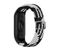 BoLuo Bracelet Compatible avec Xiaomi Mi Band 6,Nylon Braided Stretch Solo Loop Bracelets Montre,Silicone Bande Sport Remplacement Sangle pour Xiaomi Mi Band 6 5 4 3 Watch Accessories (noir blanc)
