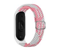 BoLuo Bracelet Compatible avec Xiaomi Mi Band 6,Nylon Braided Stretch Solo Loop Bracelets Montre,Silicone Bande Sport Remplacement Sangle pour Xiaomi Mi Band 6 5 4 3 Watch Accessories (rose blanc)