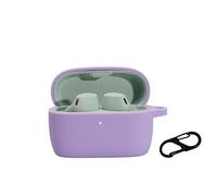 BoLuo Coque pour Jabra Elite 4 Active, Silicone étui Housse Transport avc Carabiner,Étui Housse Ultra Mince Portable Antichoc Etui pour Jabra Elite 4 Active TWS Wireless Bluetooth Earphone (Violet)
