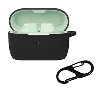 BoLuo Coque pour Jabra Elite 4 Active, Silicone étui Housse Transport avc Carabiner,Étui Housse Ultra Mince Portable Antichoc Etui pour Jabra Elite 4 Active TWS Wireless Bluetooth Earphone (Noir)