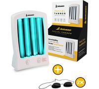 Bolusso 4 tubes pour le visage avec fonction mémoire | Minuterie intégrée | 2 lunettes de protection pour un bronzage sûr et efficace à domicile | Design compact et portable pour un bronzage naturel