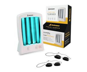 Bolusso Lampe de bronzage pour le visage à 4 tubes - Minuterie et fonction mémoire Lampe de bronzage UV avec réglage de l'inclinaison et 2 lunettes de protection