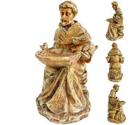 BOLVOUD Statuette de Jardin Saint François d'Assise, mangeoire spirituelle pour Oiseaux, bénédiction des Animaux, Accent décoratif pour Les espaces extérieurs, Statue de Saint François Souvenirs pour