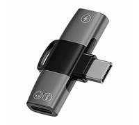 Bolwins A86 USB-C Audio & Adaptateur de charge 2 en 1 - Répartiteur OTG avec 2 prises USB-C, lecture simultanée de la musique et charge jusqu'à 15 W, convertisseur de type C pour smartphone, tablette