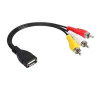 Bolwins D48S Câble adaptateur USB vers 3 RCA - USB 2.0 femelle vers 3 RCA mâle pour AV audio/vidéo TV - 30 cm - Transmission de signal de qualité supérieure