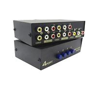 Bolwins E32CS Commutateur AV 4 ports - Commutateur RCA pour 3 RCA AV audio/vidéo, vidéo composite L/R 4 en 1, adaptateur répartiteur audio pour DVD, STB et consoles de jeux