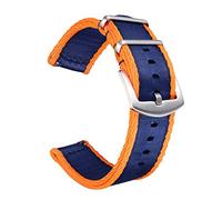 BOLYTE Bracelet de Montre de Remplacement en Nylon Toile Facilement Interchangeables pour Homme Femme 20mm 22mm (Bleu/Orange, 22mm)