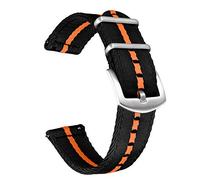 BOLYTE Bracelet de Montre de Remplacement en Nylon Toile Facilement Interchangeables pour Homme Femme 20mm 22mm (Noir/Orange, 22mm)