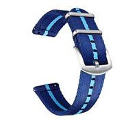 BOLYTE Bracelet de Montre de Remplacement en Nylon Toile Facilement Interchangeables pour Homme Femme 20mm 22mm (Bleu Marine/Cyan, 20mm)