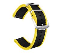 BOLYTE Bracelet de Montre de Remplacement en Nylon Toile Facilement Interchangeables pour Homme Femme 20mm 22mm (Noir/Jaune, 20mm)