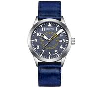 BOLYTE Montre mécanique militaire pour homme, à remontage automatique, affichage analogique avec date automatique, motif cœur ouvert dans un bracelet en nylon de qualité supérieure, N Bleu., Militaire