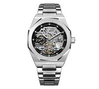 BOLYTE Tourbillon Montre analogique Automatique en Acier Inoxydable pour Homme, Noir/Argenté