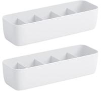 BOLYUM Lot de 2 séparateurs de tiroir, organiseurs de tiroir à chaussettes, 5 compartiments en plastique, pour chaussettes, sous-vêtements, mouchoirs, cravates, ceintures, lingerie