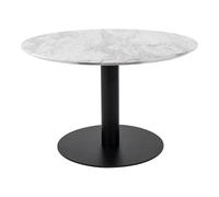 Bolzano Coffee Table - Table basse, plateau aspect marbre, blanc, base noire ø7x45cm