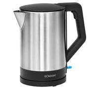 Bomann Bouilloire en acier inoxydable | 1,5 litre | sans BPA | utilisation d'une seule main | boîtier en acier inoxydable | Kettle | avec enrouleur de câble | WKS 3002 CB noir