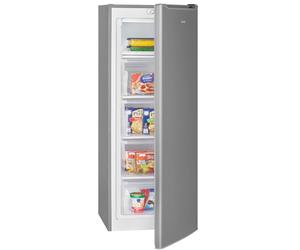 Bomann Congélateur 168 L 4 Étoiles GS 7364, Pose Libre, Inox | température ≤ -18 °C, silencieux 40 dB, charnière interchangeable, tiroirs de rangement, hauteur 143 cm