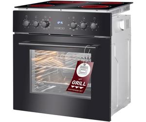 Bomann, Four avec plaque de cuisson à induction, Cuisinière encastrable avec 4 zones de cuisson et 9 fonctions de four, Capacité utile de 56 l, Thermostat réglable séparément, EHBC7937, Noir