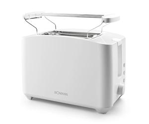 Bomann® grille-pain compact 2 tranches |avec fonction décongélation/réchauffage/arrêt rapide| avec support pour petits pains| blanc |aussi pour petits pains grillés & gaufres prêtes à cuire|TA 6065 CB