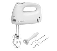 Bomann HM 381 CB Mixeur à main, fouet en inox, crochet pétrisseur, 5 vitesses, blanc