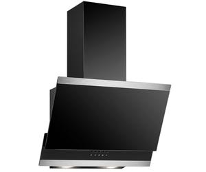 Bomann, Hotte Inclinée à LED Noir DU7610-G-Noir, 60 cm, Système de Ventilation Périphérique, Débit d'Air 326 m³/h, 3 Niveaux de Puissance, Éclairage LED Blanc Chaud, Fonction Recyclage ou Évacuation