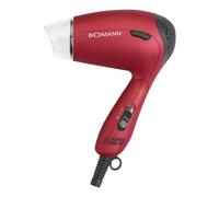Bomann HTD 8005 CB - Sèche - cheveux de voyage - 1300 W - Rouge/Noir | format voyage, poignée pliable, plusieurs vitesses, léger et compact, air chaud