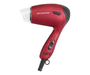 Bomann HTD 8005 CB - Sèche - cheveux de voyage - 1300 W - Rouge/Noir | format voyage, poignée pliable, plusieurs vitesses, léger et compact, air chaud